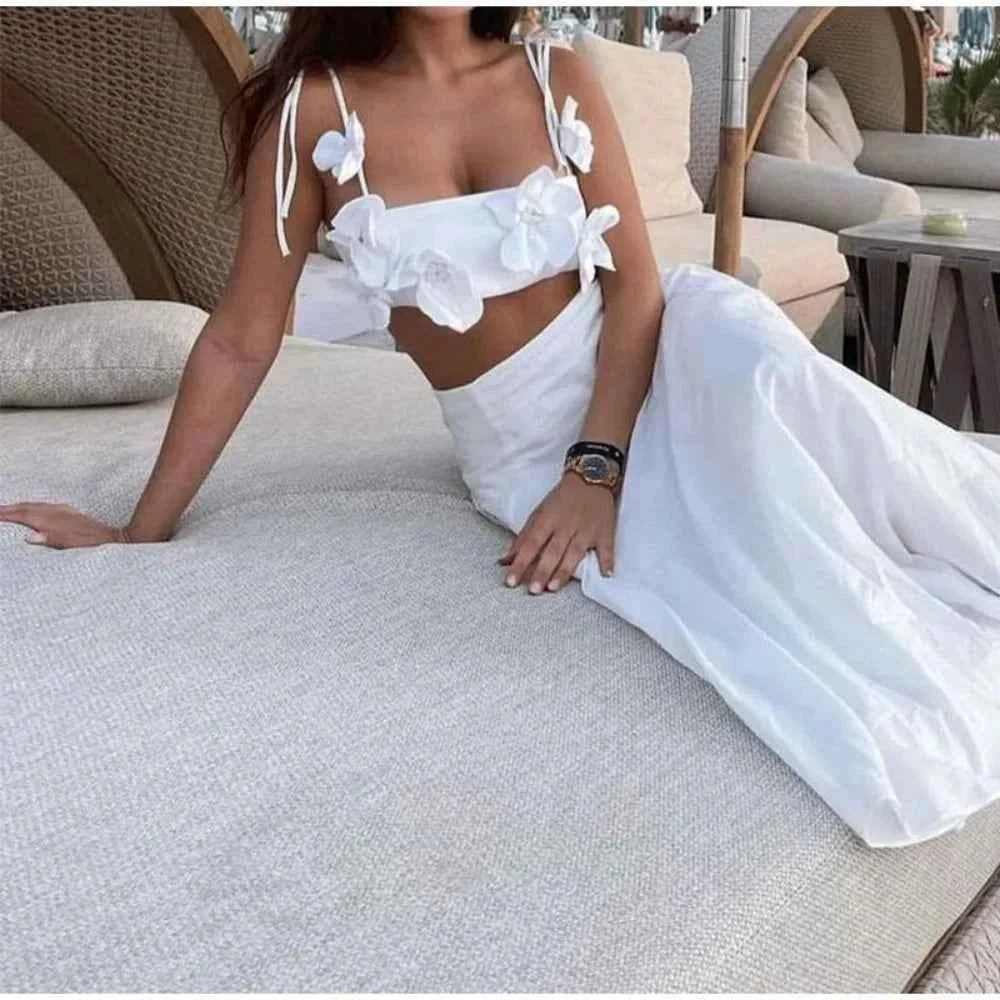 Fashion 3D Flower Spaghetti Strap Top