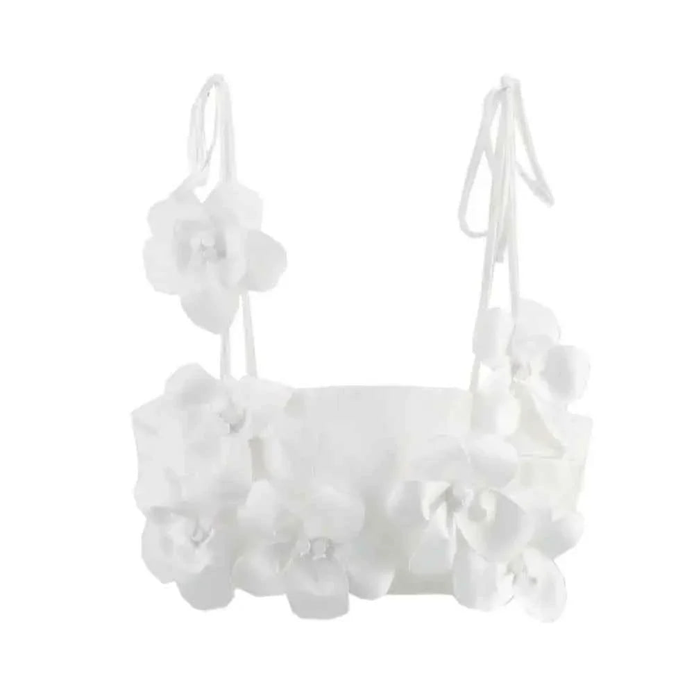 Fashion 3D Flower Spaghetti Strap Top