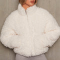 Fashion Cashmere Cardigan Short Jacket Women Lamb Wool Coat - White / 2XL - electronic accessories
