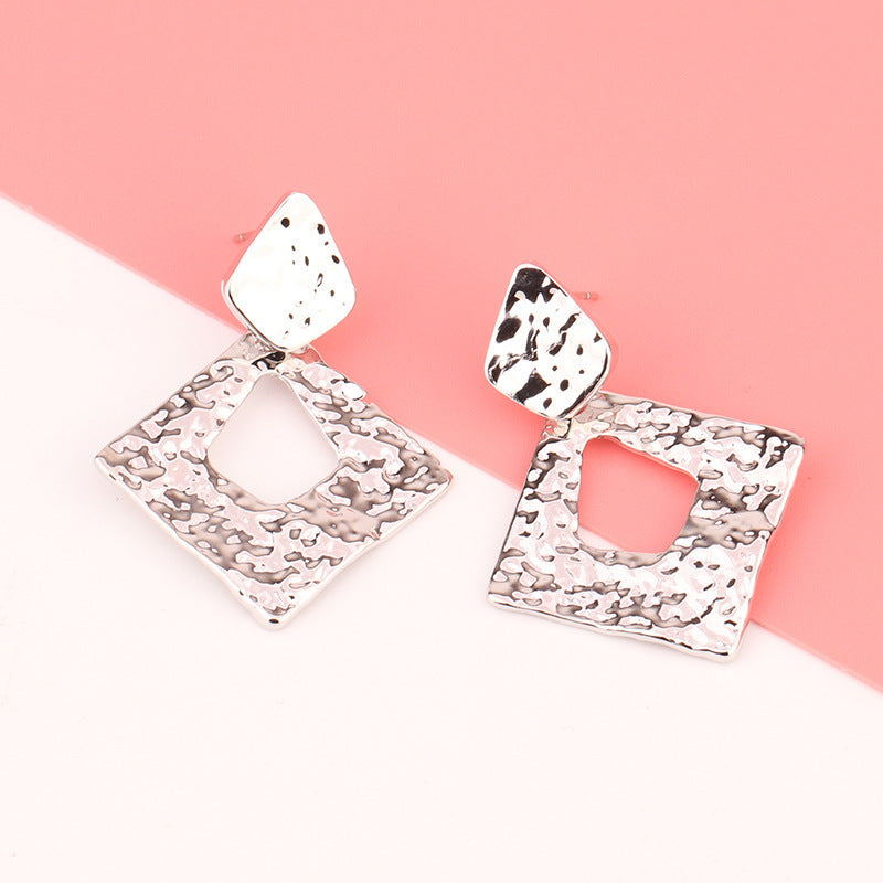 Fashion Exaggerated Irregular Earrings Simple Geometric Female Vintage - Style 2 Silver - electronic accessories