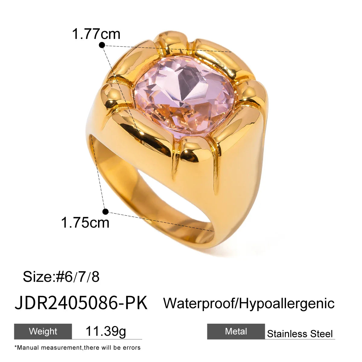 Fashion Gold Color Plated Stainless Steel Sun Pearl Ring