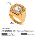 Fashion Gold Color Plated Stainless Steel Sun Pearl Ring - JDR2405086-WE