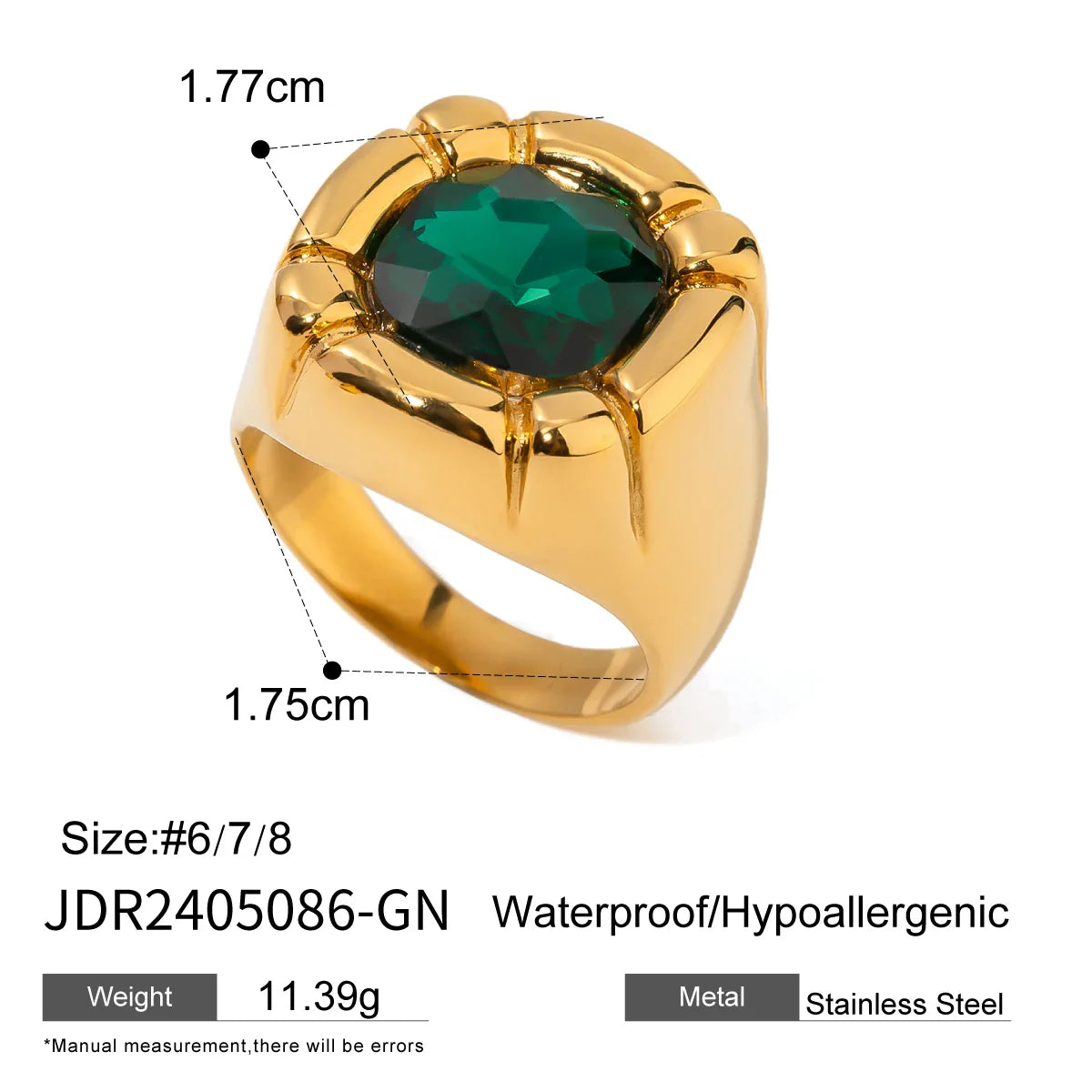 Fashion Gold Color Plated Stainless Steel Sun Pearl Ring - JDR2405086-GN