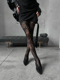 Fashion Gothic Flower Hollow Out Pantyhose Women - black / Fit for 40-60kg