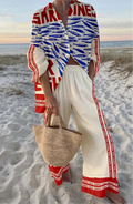 Fashion Holiday Set Lady Casual Print Long Sleeve Shirts Top + High Waist Wide Leg Pants