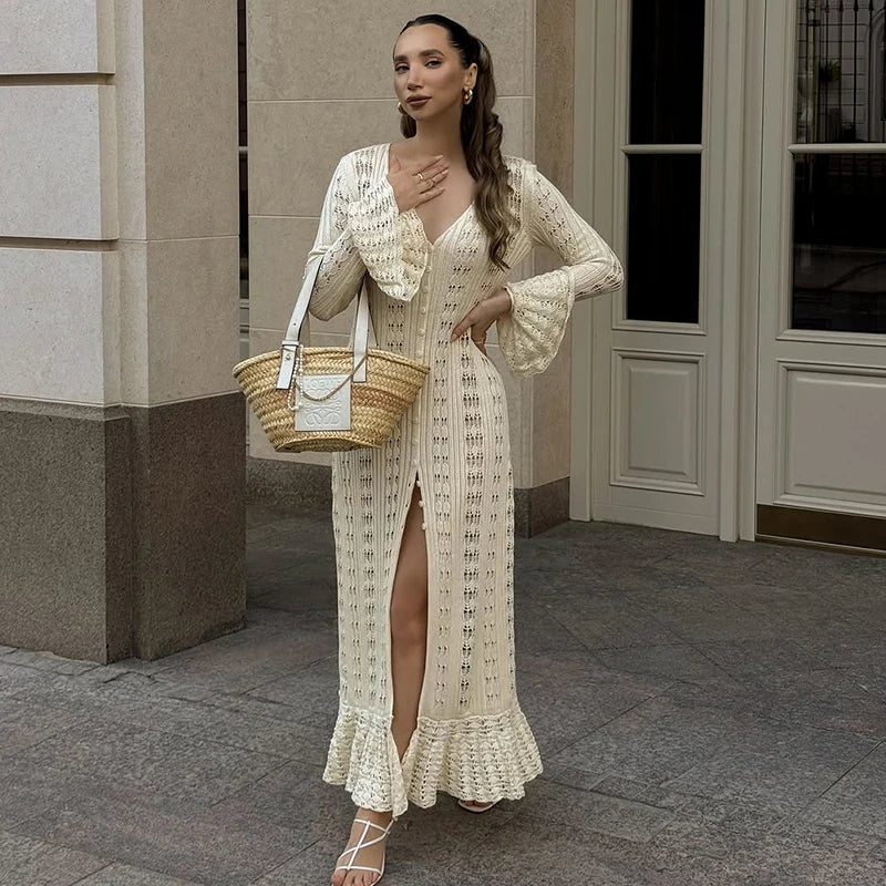 Fashion Hollow Knitted Dress For Women