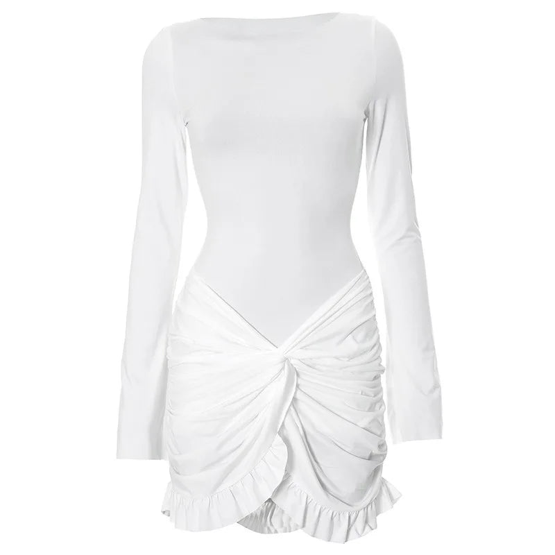 Fashion Long Sleeves O-Neck Folds - Other