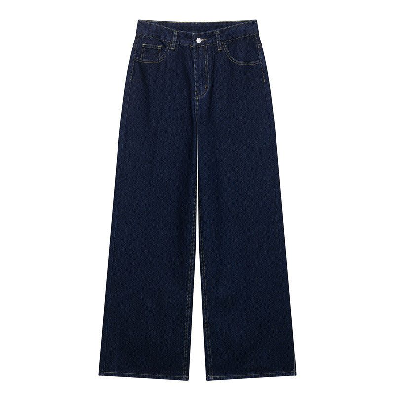 Fashion Loose Blue Denim 2-piece Set Vintage Long Sleeve Shirt Trousers - Other