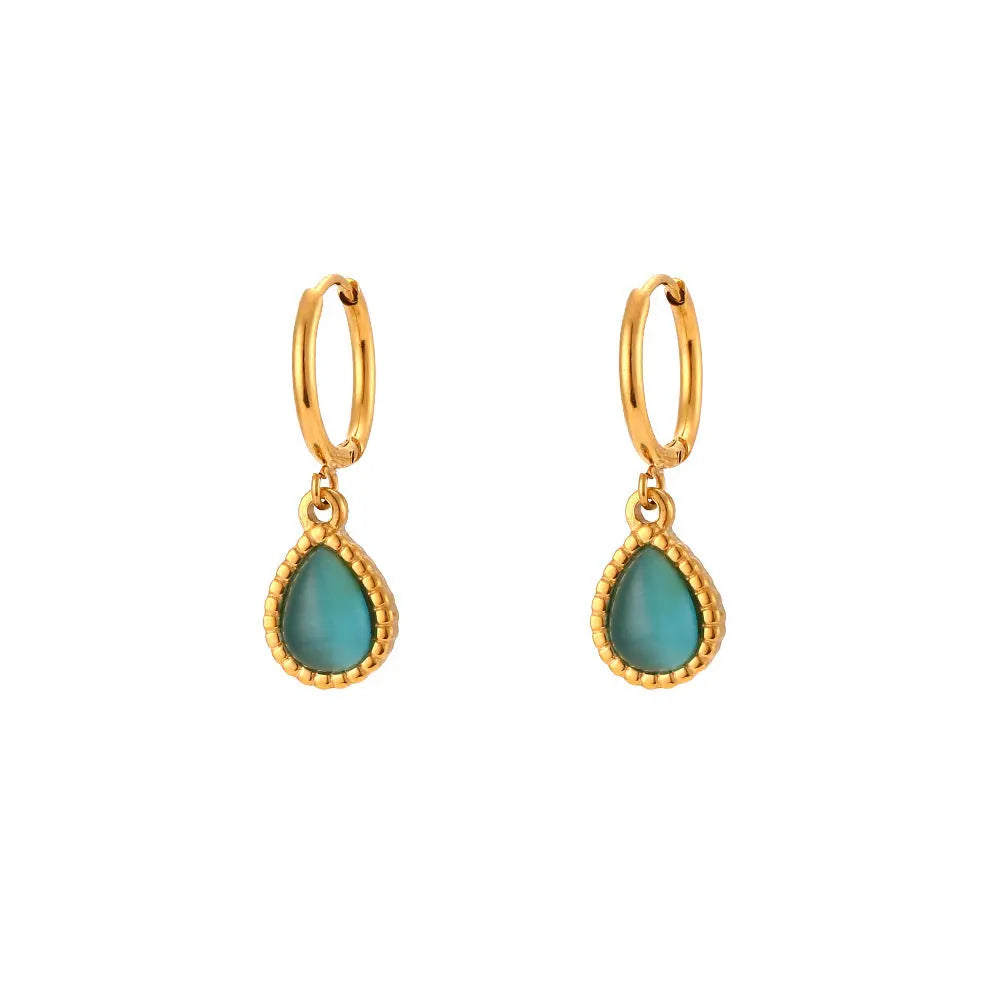 Fashion Minimalistic Water Drops Opal Eardrop Earring - Earrings Blue - electronic accessories