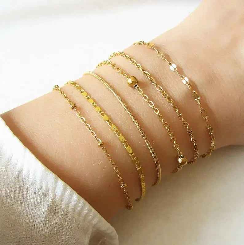 Fashion Multi-layer Metal Blade Chain Suit - Three Gold - electronic accessories