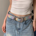 Fashion Sequin Rhinestone Waistband Gradient Pink Belt