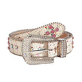 Fashion Sequin Rhinestone Waistband Gradient Pink Belt - White