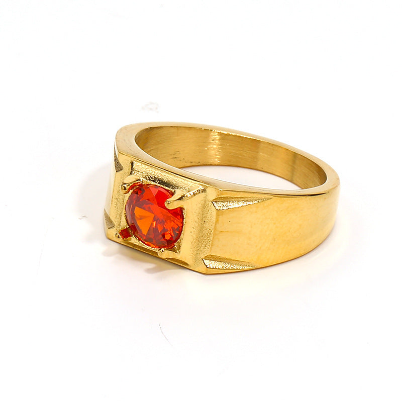 Fashion Simple Square Diamond Unisex Ring - Gold Rose Red / No 10 - electronic accessories