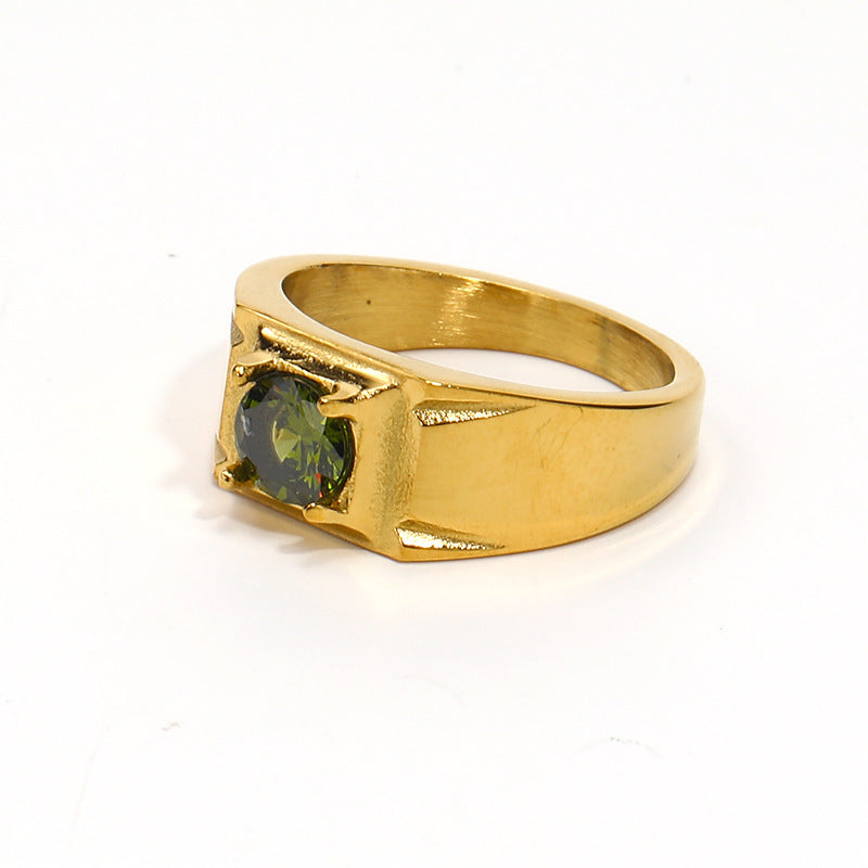 Fashion Simple Square Diamond Unisex Ring - Golden Olive Lvzuan / No 10 - electronic accessories