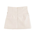 Fashion Slim Coated Fabric High Waist Mini Skirt - Other