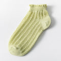 Fashion Solid Color Woman Socks Hollow Out Breathable - Green / EUR 34-39