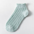 Fashion Solid Color Woman Socks Hollow Out Breathable - Light Blue / EUR 34-39