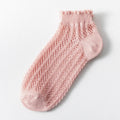 Fashion Solid Color Woman Socks Hollow Out Breathable - Pink / EUR 34-39