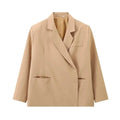Fashion Solid Lapel Hidden Buckle Loose Blazer - Khaki / L