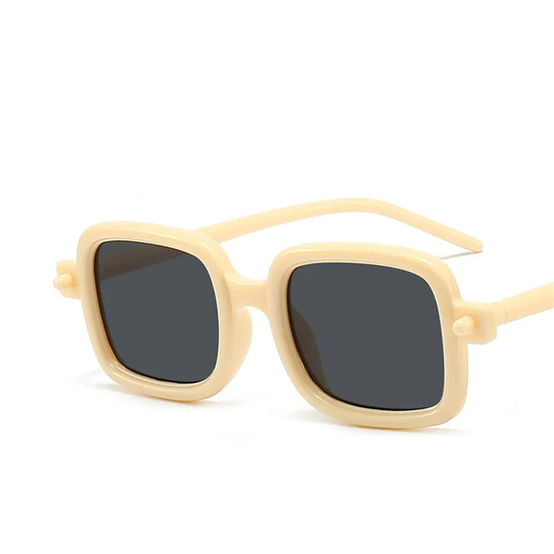 Fashion Square Sunglasses Women - Cream Gray / CHINA / with pouch and cloth