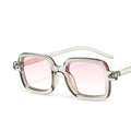 Fashion Square Sunglasses Women - Gray Double Pink / CHINA / with pouch and cloth