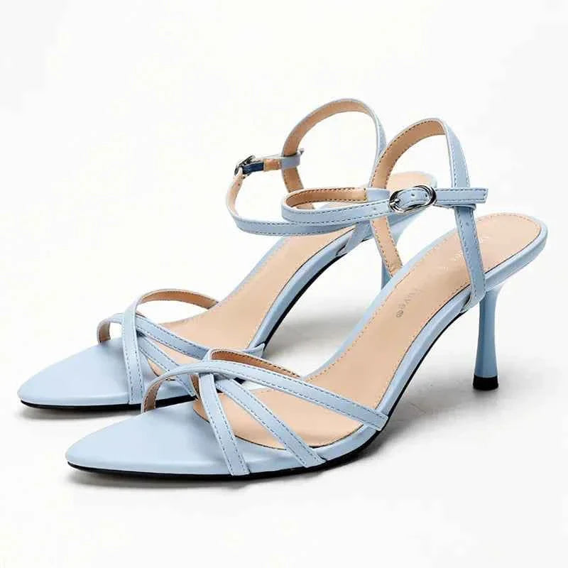 Fashion Square Toe Ankle Strap Buckle Slide Sandals