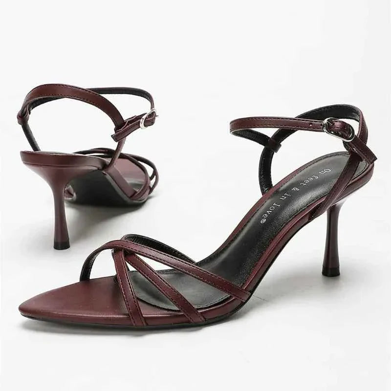 Fashion Square Toe Ankle Strap Buckle Slide Sandals