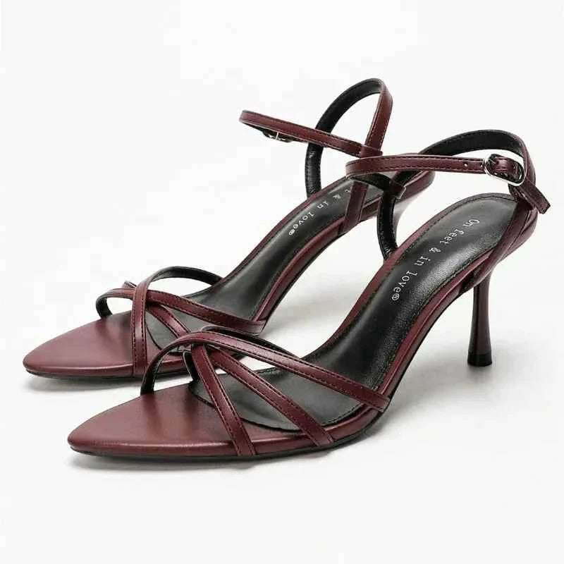 Fashion Square Toe Ankle Strap Buckle Slide Sandals