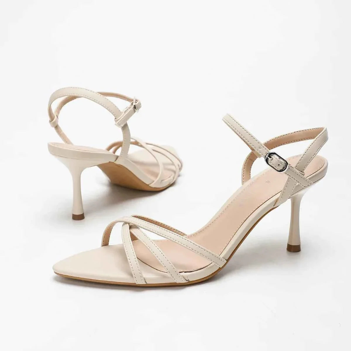Fashion Square Toe Ankle Strap Buckle Slide Sandals