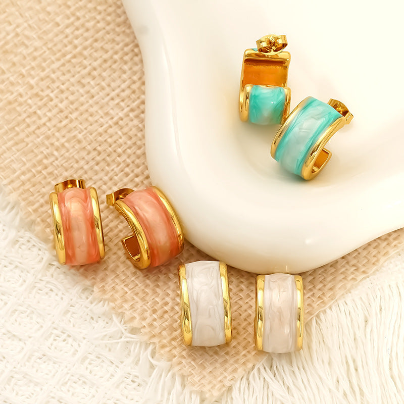 Fashion Stainless Steel Dripping Stud Earrings Women’s - electronic accessories