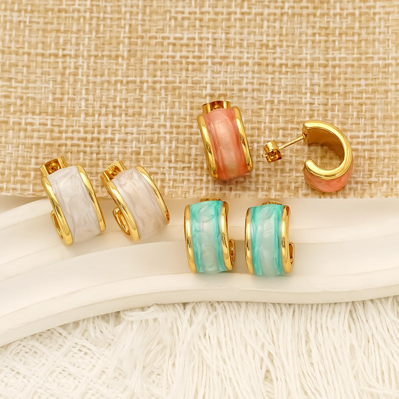 Fashion Stainless Steel Dripping Stud Earrings Women’s - electronic accessories