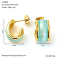 Fashion Stainless Steel Dripping Stud Earrings Women’s - SE834G1 Green - electronic accessories