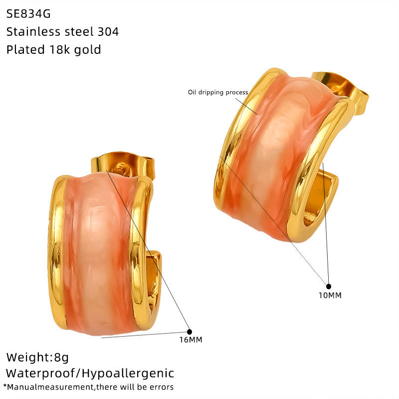 Fashion Stainless Steel Dripping Stud Earrings Women’s