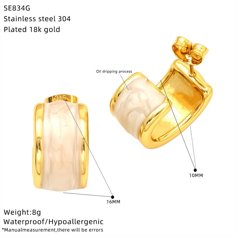 Fashion Stainless Steel Dripping Stud Earrings Women’s