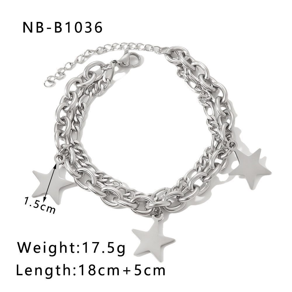Fashion Unisex Style Retro Double-layer Five-pointed Star Chain - NBB1036 / 18K - electronic accessories