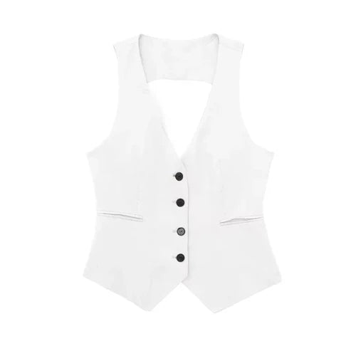 Fashion Women’s Vest Linen Sleeveless Suit Coat for Women - M / WHITE - Other