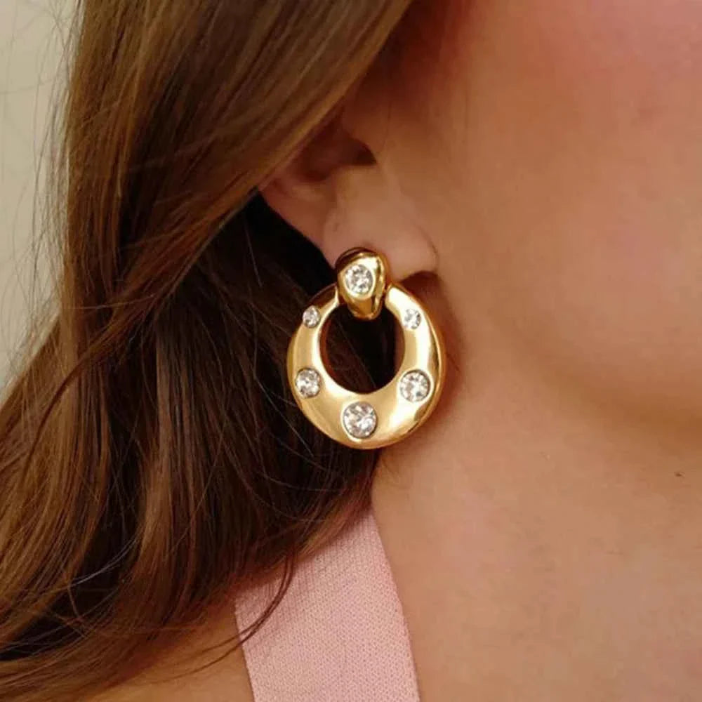 Fashion Zircon Large Earrings