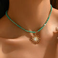 Fashionable All-match Rhinestone Dripping Sun Necklace - XL2308 Green - electronic accessories