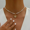 Fashionable All-match Rhinestone Dripping Sun Necklace - XL2308 White - electronic accessories