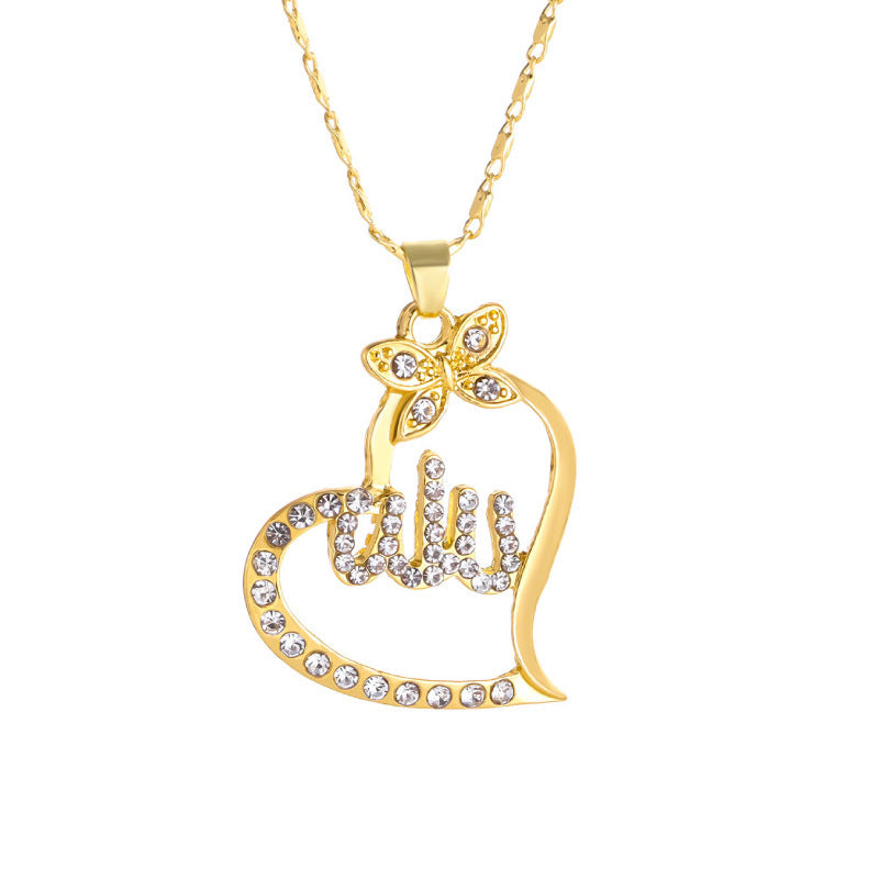 Creative Heart Full Diamond Fashion Hollowed-out Necklace - Norellé
