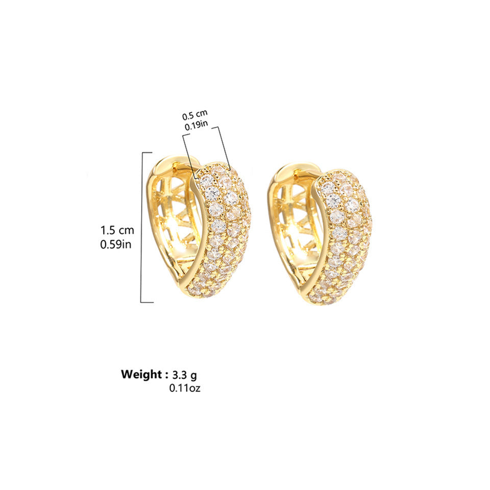Stainless Steel Gold Plated Multi-drilling Zircon Earrings - Norellé
