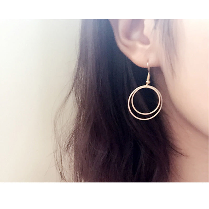 Metal Double-layer Geometric Small Circle - Norellé