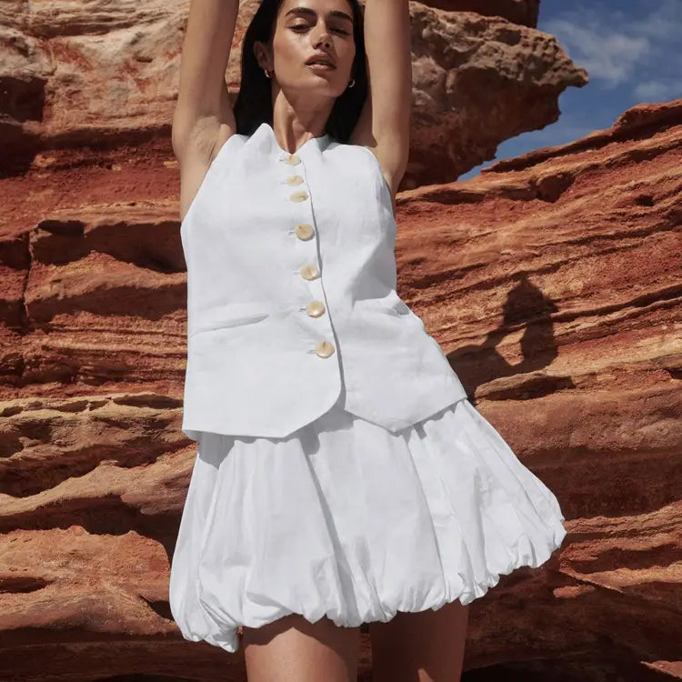 Cotton Vest Bud Skirt Two-piece Set