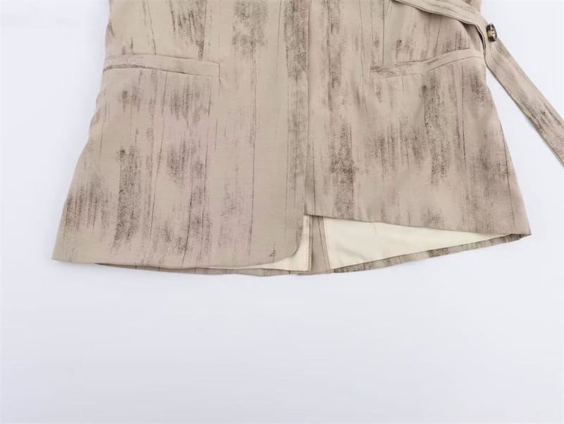 V-neck Buttons Decorative Lace-up Sleeveless Waistcoat Vest Wide-leg Casual Pants Suit