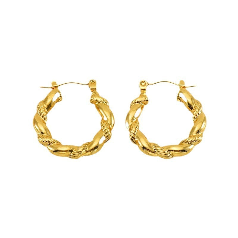 Titanium Steel Round Twist Stud Earrings High Sense - Norellé