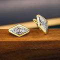 Rhombus Earrings Female Two-tone Geometric Design - Norellé