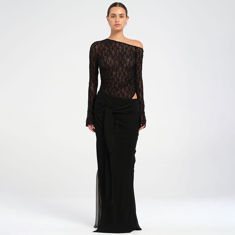 Women’s Mesh One-piece Dress Solid Color