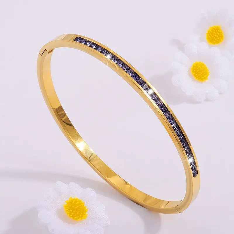 Titanium Steel Electroplated Diamond Silver Bracelet European And American Fashion Bracelet Ornament - Norellé