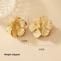 Geometric Cold Wind Electroplated Metal Plant Flower Earrings - Norellé