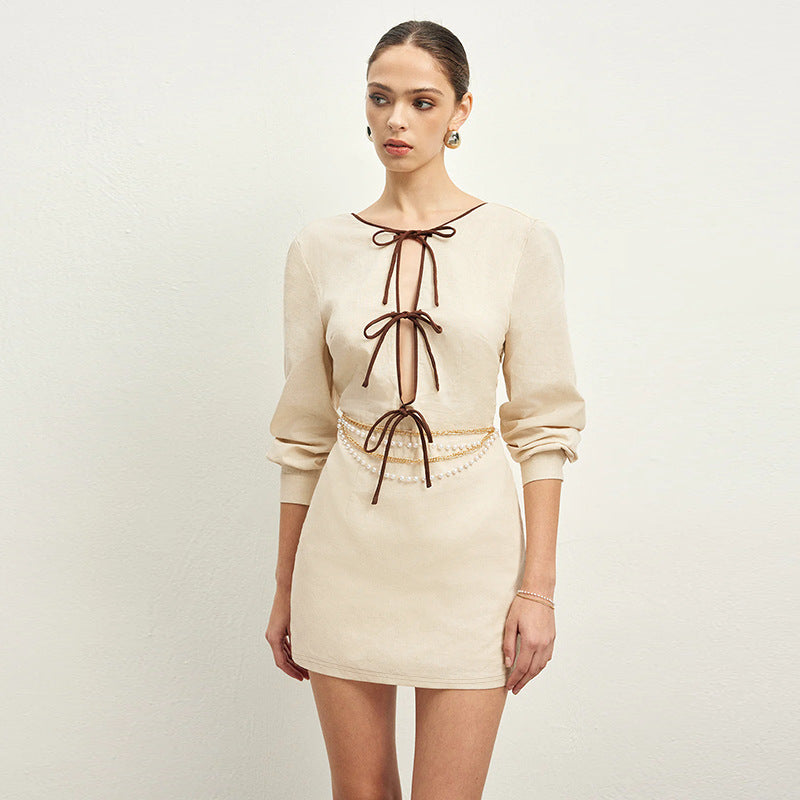 Lace-up Cutout Backless Dress Female - Norellé